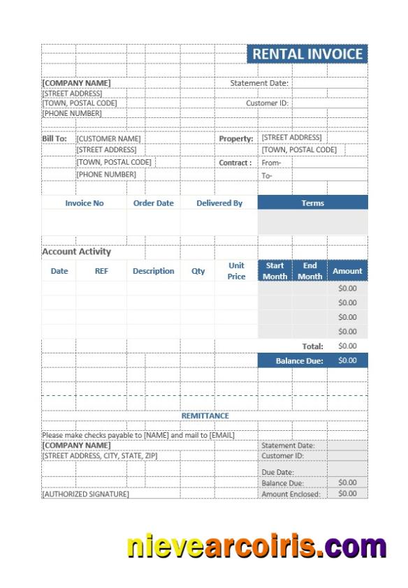 Sample Rental Invoice